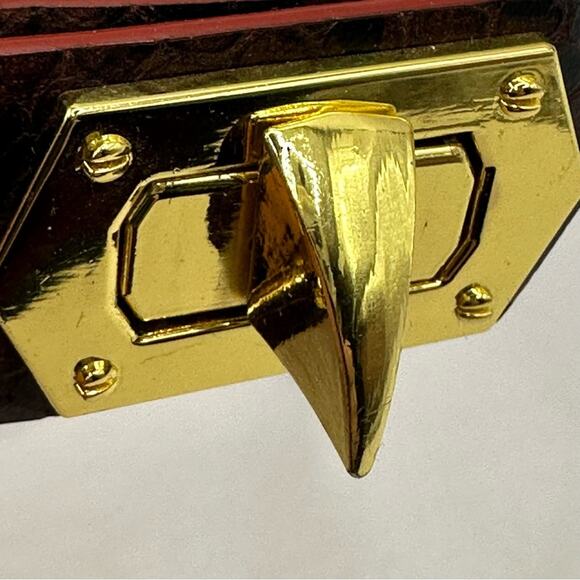 Vince Camuto Bracelet Snakeskin Gold Turnkey Clasp Punk Steampunk Retro - Picture 6 of 14